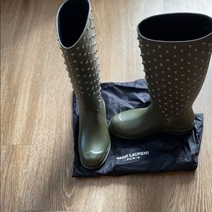 Saint Laurent Army Green Rainboots